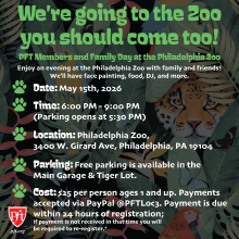 graphic promoting the PFT members and family day at the Philadelphia Zoo