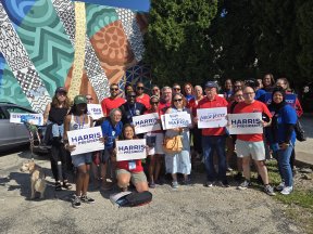 PFT and AFTPA members at a labor canvass for Kamala Harris for President.